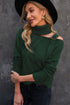 Strapped Cut Out Shoulder Turtleneck Sweater